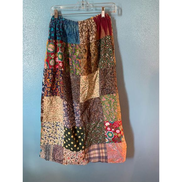 Vintage 1970s Mr Hank Patchwork Maxi Skirt Size Medium - Picture 3 of 3